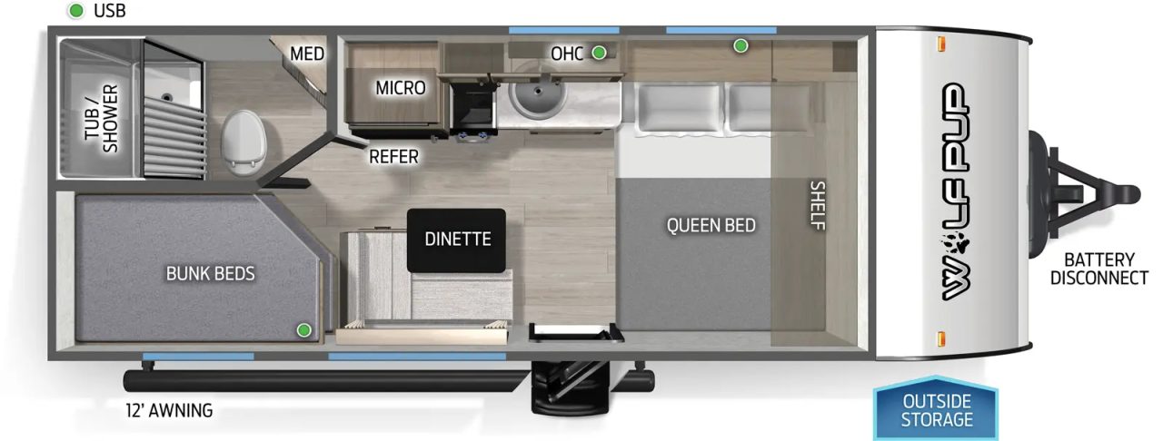 2026 Cherokee Wolf Pup 17LP Wolf Pup Travel Trailers Web Floorplan Large303199